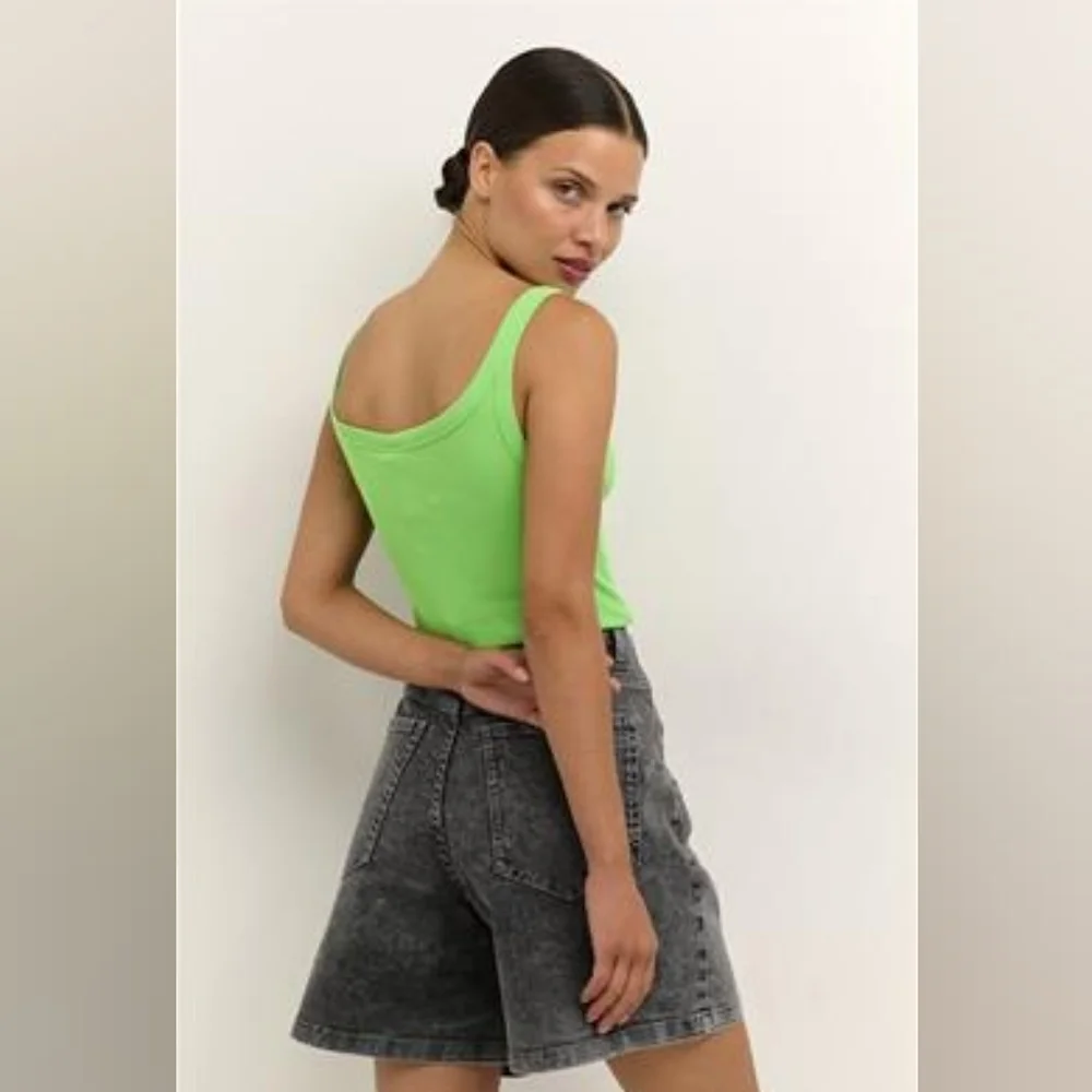 Nwt KAFFE KACARNA POISON GREEN RIBBED TANK TOP - Picture 6 of 6